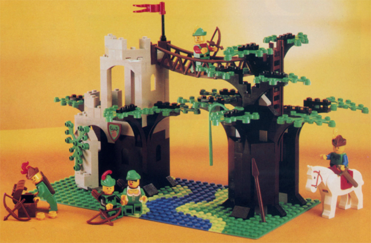 Das bei uns nie erschienene Modell 6071 mit der einmaligen Bodenplatte mit Flussaufdruck und der nur in diesem Modell enthaltenen weiblichen Robin Hood Minifigur