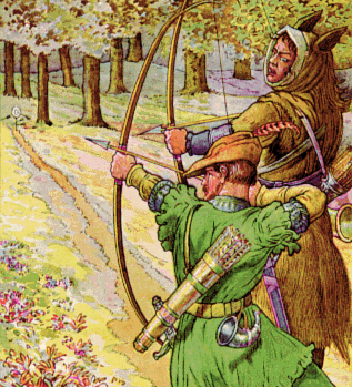 Robin Hood beim Bogenschießen